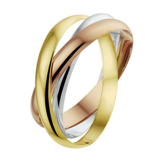 Collectie Milikan 14krt Tricolor ring met 3 ringen door elkaar 1046383