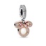 Pandora PANDORA DINSEY 782615C01 Minnie sterling silver and 14k rose gold-plated double dangle with red zirconia and shimmering white enamel