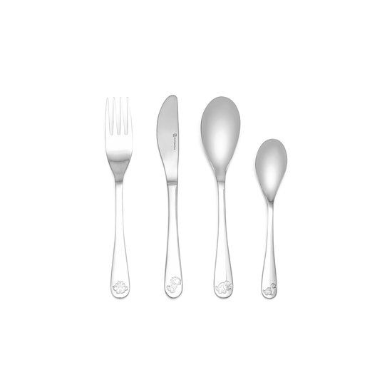 Zilverstad kinderbestek en spaarpotten Kinderbestek Dino's 4-dlg RVS 6833070