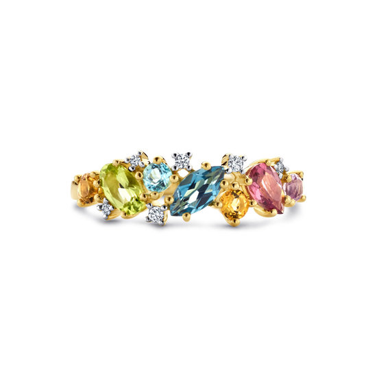 Collectie Milikan 14krt Geelgouden ring met edelsteenmix en tot. 0.04ct H/SI 1055450