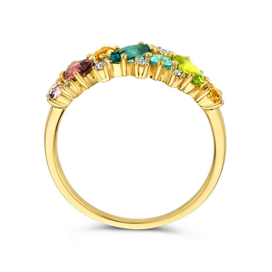 Collectie Milikan 14krt Geelgouden ring met edelsteenmix en tot. 0.04ct H/SI 1055450