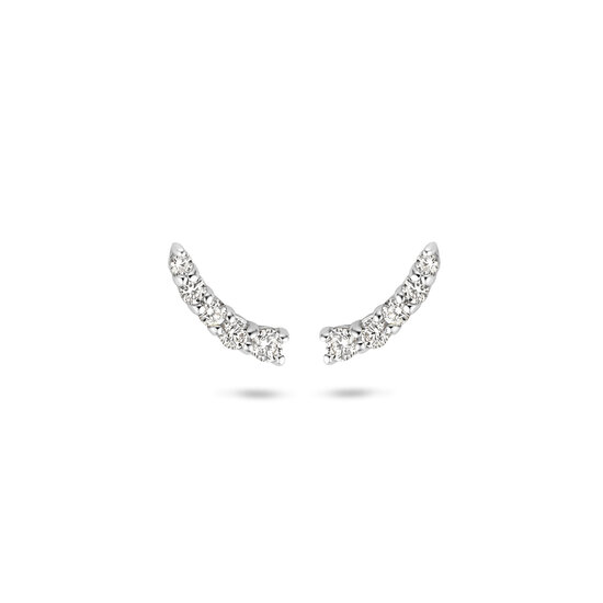 Blush BLUSH 14k Witgouden Oorstekers gebogen staafje met zirconia's 7319WZI (UITLOPEND)