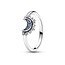Pandora PANDORA 192675C01 Celestial moon sterling silver ring with night blue crystal and zirconia
