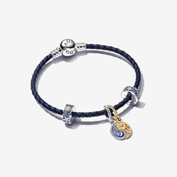 PANDORA Blue leather bracelet with sterling silver clasp 592790C01