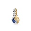 Pandora PANDORA Yin en Yang sterling silver and 14k gold-plated dangle with clear cubic zirconia and shaded blue enamel 762678C01