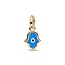 Pandora PANDORA Hamsa hand 14k gold-plated dangle with deep blue and white lab-created opal and black man-made composite 762699C01