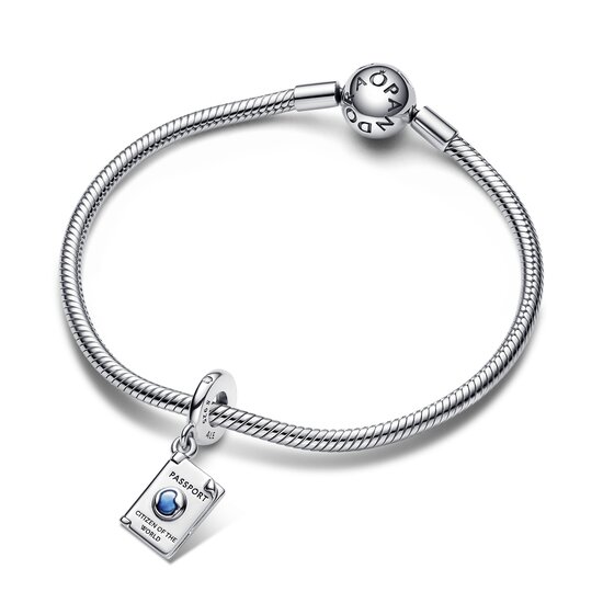 Pandora PANDORA Passport sterling silver dangle with clear cubic zirconia and shaded blue enamel 792680C01