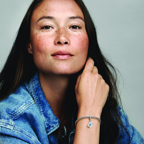 Pandora PANDORA Passport sterling silver dangle with clear cubic zirconia and shaded blue enamel 792680C01