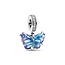 Pandora PANDORA 792698C01 Butterfly sterling silver dangle with bi-colour blue Murano glass and zirconia