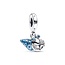 Pandora PANDORA 792700C01 Hermit crab sterling silver dangle with stellar blue, icy green and clear zirconia and blue glow-in-the-dark enamel