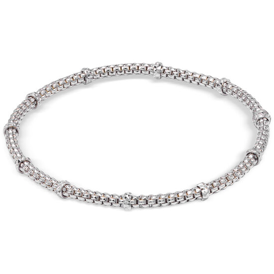 Monzario Monzario, 18krt witgouden Stella Milano stretch armband 1282A WIT