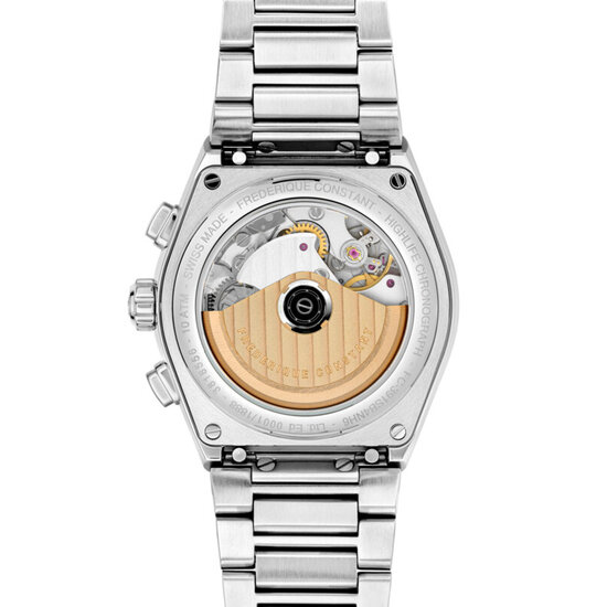 Frederique Constant Frederique Constant New Highlife FC-391SB4NH6B, automaat chronograaf, staal/staal, 41 mm, zilver/zwart wijzerplaat, datum, 10ATM. (LTD no. 0273/1888)