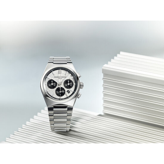 Frederique Constant Frederique Constant New Highlife FC-391SB4NH6B, automaat chronograaf, staal/staal, 41 mm, zilver/zwart wijzerplaat, datum, 10ATM. (LTD no. 0273/1888)