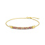 Collectie Milikan 14krt geelgouden armband, fijn ankerschakel met breder tussen stuk met mix edelstenen: amethist, rhodoliet, blauw en roze saffier, 16-18 cm, 1055694