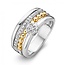 Collectie Milikan Huiscollectie Zilveren met 14k geelgouden ring, 4 rijen met 1 baan zirconia 1052583