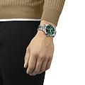 Tissot TISSOT Heren Chrono XL T1166171109200, staal/staal,  rond, chronograaf, saffier glas, groene wijzerplaat, datum-4, 10ATM.