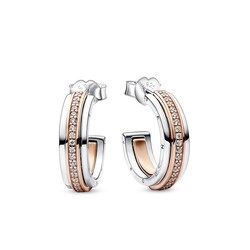 PANDORA  Logo silver and rose earrings 282737C01