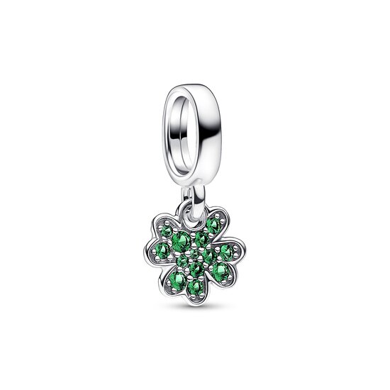 Pandora PANDORA Clover sterling silver dangle with royal green crystal 792751C01
