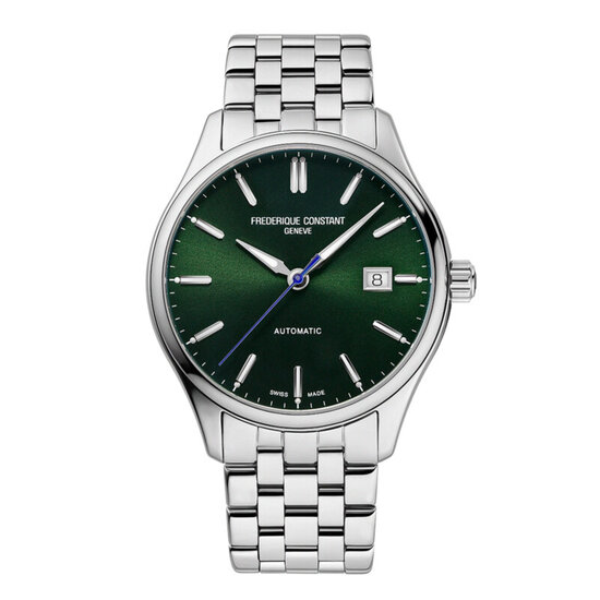 Frederique Constant Frederique Constant Classics FC-303GR5B6B, Automaat, 40 mm, staal/staal, donkergroene wijzerplaat, datum, 5ATM.
