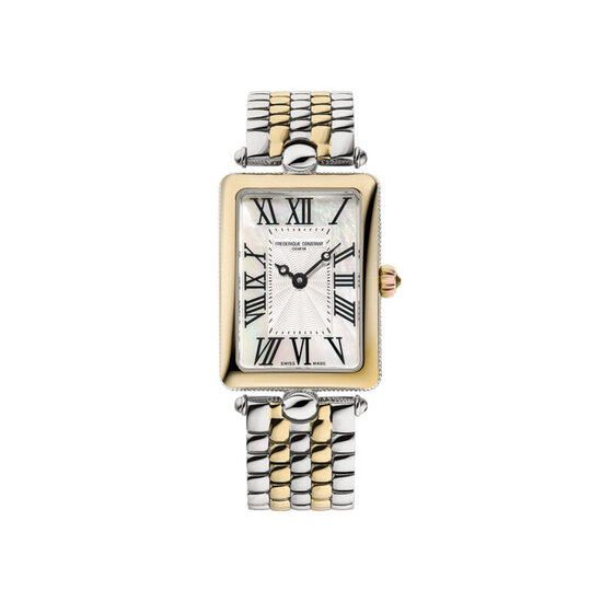 Frederique Constant Frederique Constant Art Deco FC-200MPW2AC3B, quartz, carree, staal/staal bicolor, wijzerpl parelmoer, 3ATM.