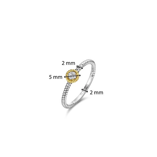 Ti Sento Milano TI SENTO MILANO 12306ZY Zilver gerhodineerde ring, getorst met vergulde zetrand en zirconia
