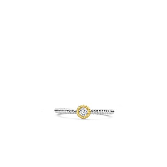 Ti Sento Milano TI SENTO MILANO 12306ZY Zilver gerhodineerde ring, getorst met vergulde zetrand en zirconia