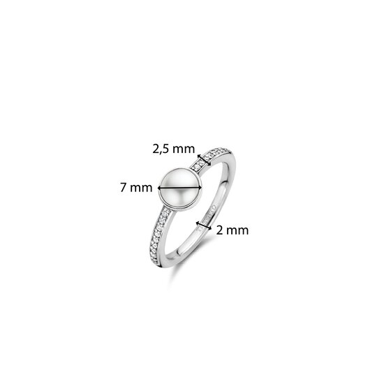 Ti Sento Milano TI SENTO MILANO 12308PW Zilver gerhodineerde ring met witte parel en zirconia's