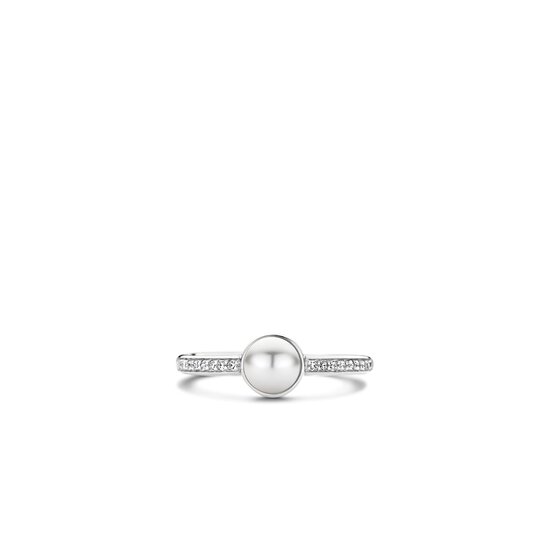 Ti Sento Milano TI SENTO MILANO 12308PW Zilver gerhodineerde ring met witte parel en zirconia's