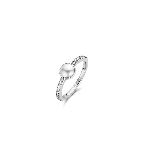 Ti Sento Milano TI SENTO MILANO 12308PW Zilver gerhodineerde ring met witte parel en zirconia's