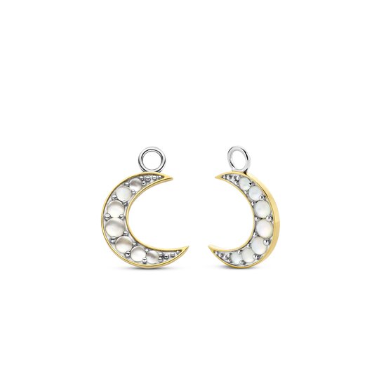 Ti Sento Milano TI SENTO MILANO 9269MW Zilver gerhodineerde creoolbedels, maanvorm met verguld en parelmoer zirconia's