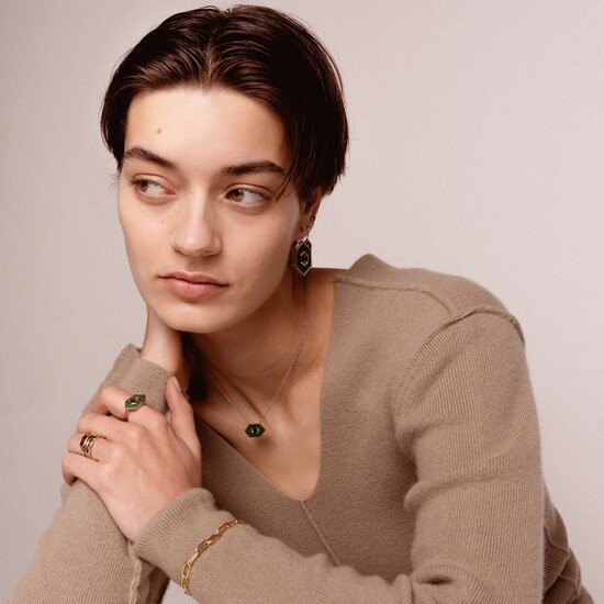 Ti Sento Milano TI SENTO MILANO 12312PU Zilver gerodineerde ring met vergulde zeshoek zetrand met paarse zirconia