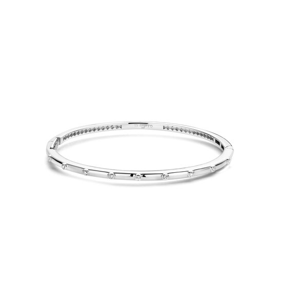 Ti Sento Milano TI SENTO MILANO 23031ZI Zilver gerodineerde bangle met scharnier met 9x zirconia in gladde zetkast