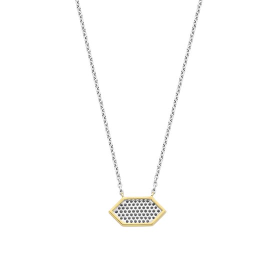 Ti Sento Milano TI SENTO MILANO 34040ZY/42 Zilver gerhodineerd collier, met vaste hanger verguld pavé zirconia's, 42 cm
