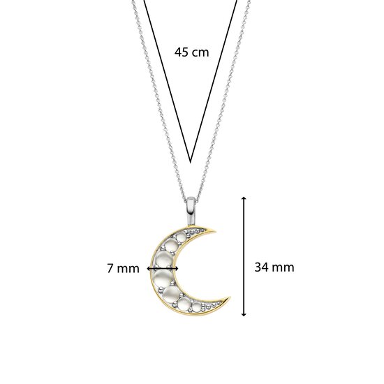 Ti Sento Milano TI SENTO MILANO 6824MW Zilver gerhodineerde cliphanger, maanvorm verguld + parelmoer zirconia (incl. collier)