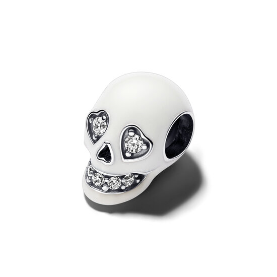 Pandora PANDORA 792811C01 Skull sterling silver charm with zirconia and white glow in the dark enamel