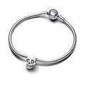 Pandora PANDORA 792811C01 Skull sterling silver charm with zirconia and white glow in the dark enamel