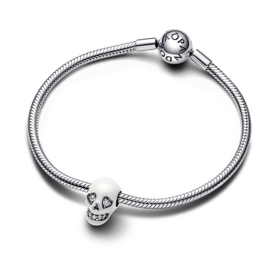 Pandora PANDORA 792811C01 Skull sterling silver charm with zirconia and white glow in the dark enamel