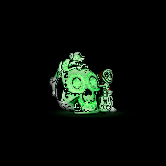 Pandora PANDORA DISNEY 792817C01 Pixar Coco skull sterling silver charm, with red, green, orange, yelllow, pink and glow in the dark enamel
