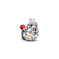 Pandora PANDORA DISNEY 792817C01 Pixar Coco skull sterling silver charm, with red, green, orange, yelllow, pink and glow in the dark enamel