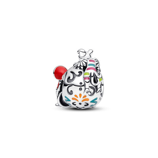 Pandora PANDORA DISNEY 792817C01 Pixar Coco skull sterling silver charm, with red, green, orange, yelllow, pink and glow in the dark enamel