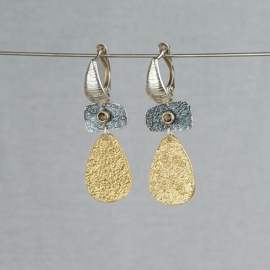 Jéh Jewels Jéh Jewels 21302 Zilveren oorhangers Aztekisch met rookkwarts