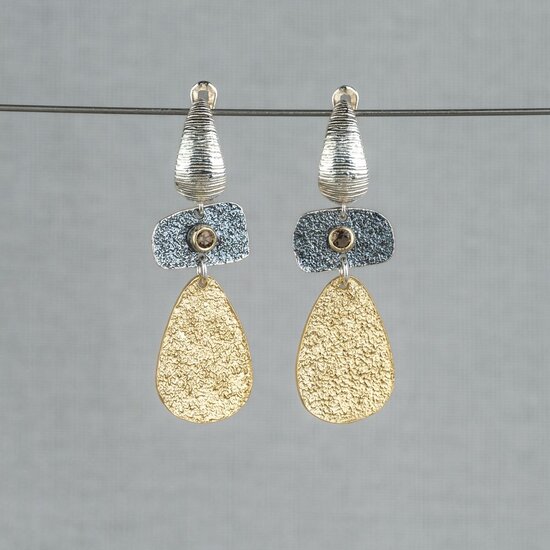 Jéh Jewels Jéh Jewels 21302 Zilveren oorhangers Aztekisch met rookkwarts