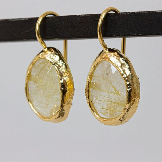 Jéh Jewels Jéh Jewels 20966 Zilver vergulde oorhaken met Rutielkwarts