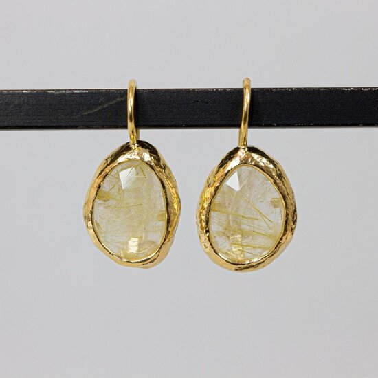 Jéh Jewels Jéh Jewels 20966 Zilver vergulde oorhaken met Rutielkwarts