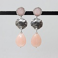 Jéh Jewels Jéh Jewels 20856 Zilveren oorstekers met trio hanger en Roze Maansteen