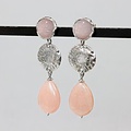 Jéh Jewels Jéh Jewels 20856 Zilveren oorstekers met trio hanger en Roze Maansteen