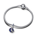 Pandora PANDORA 792979C01 Crescent moon sterling silver dangle with royal blue, stellar blue and skylight blue enamel