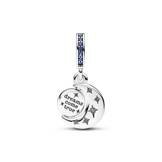 Pandora PANDORA 792979C01 Crescent moon sterling silver dangle with royal blue, stellar blue and skylight blue enamel
