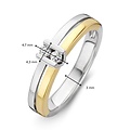 Collectie Milikan Huiscollectie 14krt bicolor briljantring, 2x diamant tot. 0.10ct H/SI in V-zetting 1056495