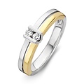 Collectie Milikan Huiscollectie 14krt bicolor briljantring, 2x diamant tot. 0.10ct H/SI in V-zetting 1056495